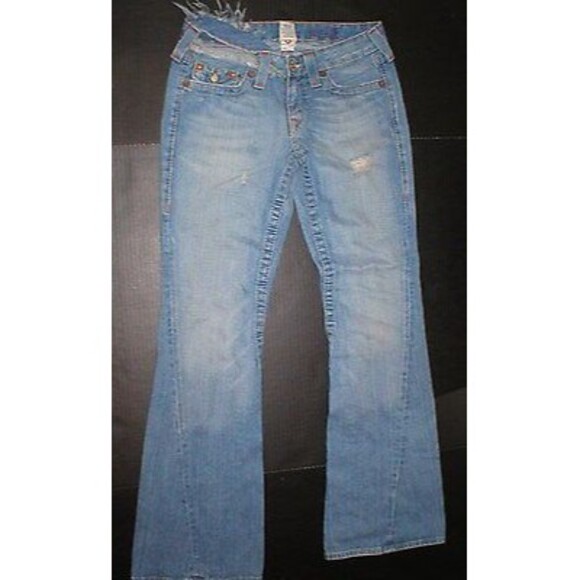 New Womens True Religion Joey Jeans 29 Distressed Ripped 100% Cotton USA Destroy - Picture 1 of 6